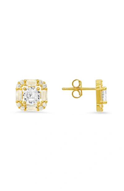 Queen Jewels Cubic Zirconia Square Stud Earrings In Gold