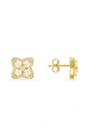 Queen Jewels Sterling Silver Cz Pavé Stud Earrings In Gold
