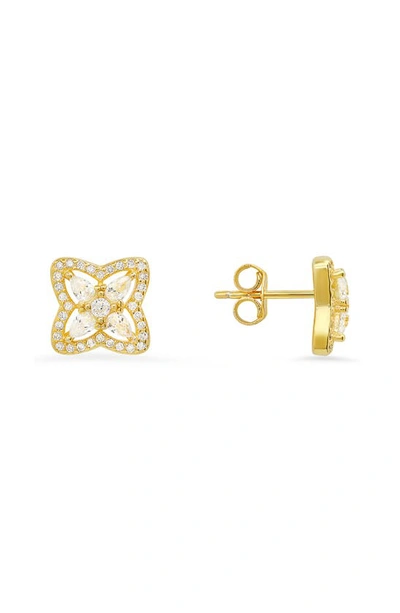 Queen Jewels Cz Pavé Stud Earrings In Gold