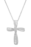 Queen Jewels Cz Cross Necklace In Silver