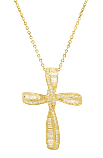 Queen Jewels Cz Cross Necklace In Gold