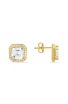 Queen Jewels Asscher Cut Cz Stud Earrings In Gold