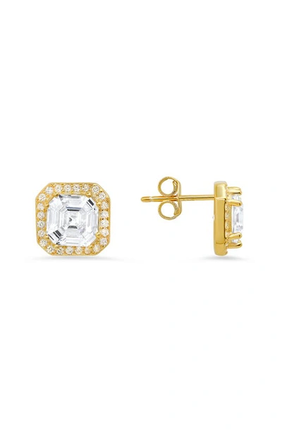 Queen Jewels Asscher Cut Cz Stud Earrings In Gold