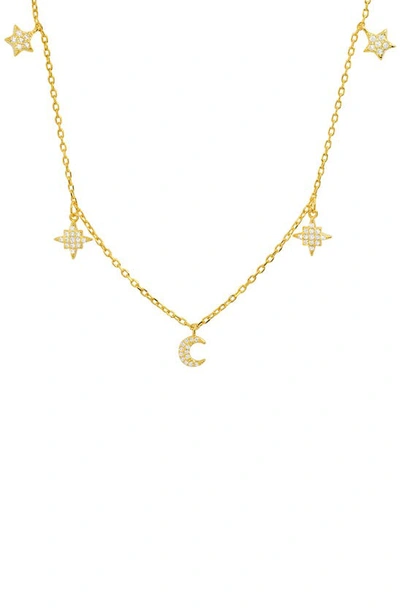Queen Jewels Celestial Cz Drop Necklace In Gold