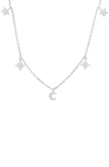 Queen Jewels Celestial Cz Drop Necklace In Silver