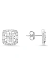Queen Jewels Cz Cluster Stud Earrings In Silver