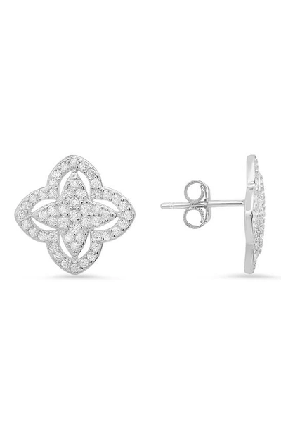 Queen Jewels Cz Pavé Stud Earrings In Silver