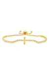Queen Jewels Cubic Zirconia Cross Bracelet In Gold