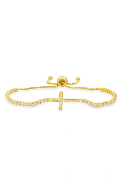 Queen Jewels Cubic Zirconia Cross Bracelet In Gold
