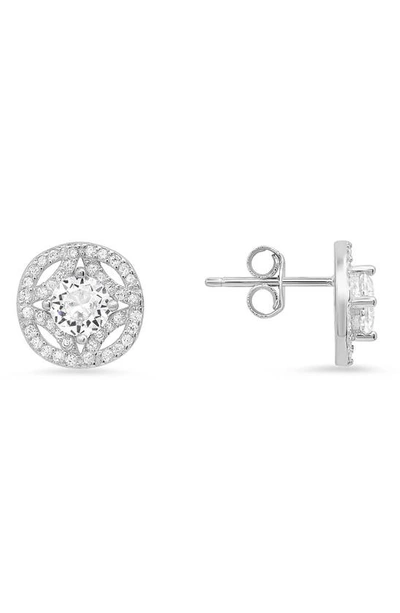 Queen Jewels Cz Pavé Stud Earrings In Silver