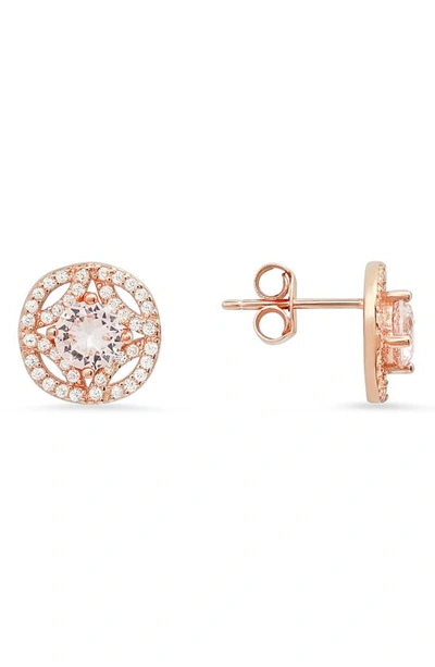 Queen Jewels Cz Pavé Stud Earrings In Rose Gold