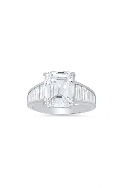 Queen Jewels Emerald Cut Cz Ring In Silver