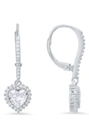 Queen Jewels Sterling Silver Cubic Zirconia Halo Birthstone Heart Drop Earrings In Cubic Zirconia/silver - April