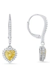 Queen Jewels Sterling Silver Cubic Zirconia Halo Birthstone Heart Drop Earrings In Citrine/silver - November