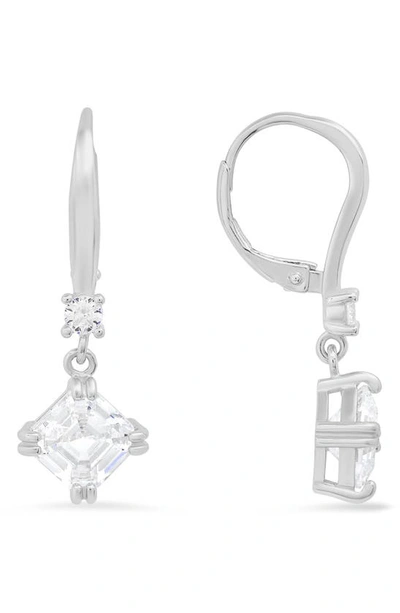 Queen Jewels Cz Drop Earrings In Silver