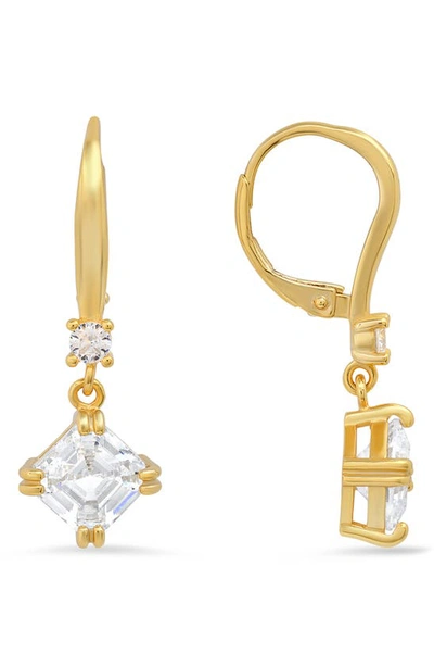 Queen Jewels Cz Drop Earrings In Gold