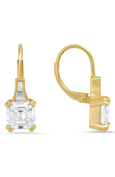 Queen Jewels Vintage Cz Leverback Earrings In Gold