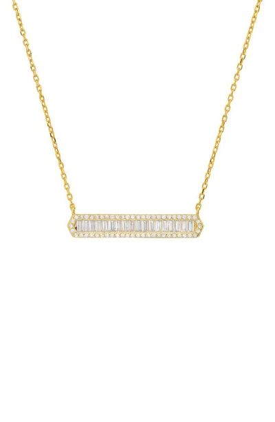 Queen Jewels Cz Bar Pendant Necklace In Gold