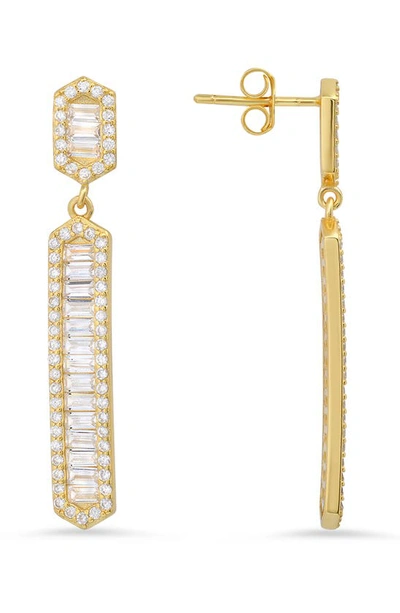 Queen Jewels Cz Linear Drop Earrings In Gold