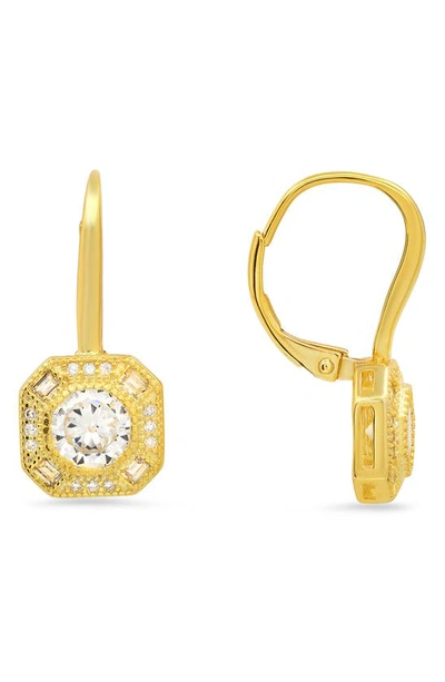 Queen Jewels Halo Cz Earrings In Gold