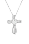 Queen Jewels Cz Heart Cross Pendant Necklace In Silver