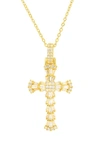 Queen Jewels Cz Cross Pendant Necklace In Gold