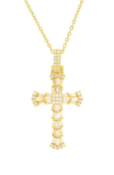 Queen Jewels Cz Cross Pendant Necklace In Gold