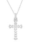 Queen Jewels Cz Cross Pendant Necklace In Silver