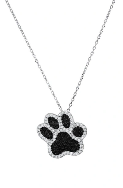 Queen Jewels Cz Paw Pendant Necklace In Silver