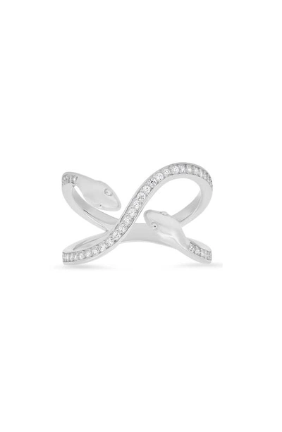 Queen Jewels Sterling Silver Cubic Zirconia Snake Crossover Ring