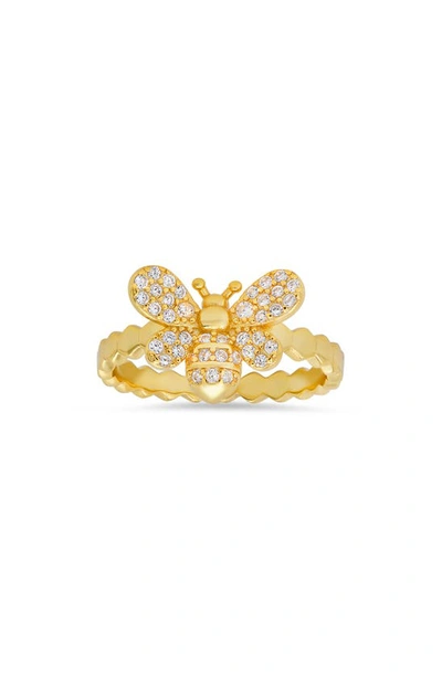 Queen Jewels 14k Gold Plated Sterling Silver Cubic Zirconia Bee Ring