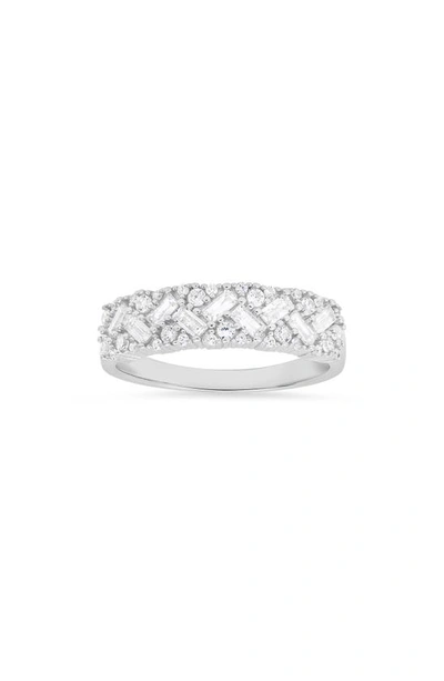 Queen Jewels Cz Band Ring In Silver