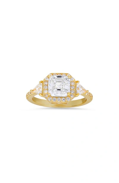Queen Jewels Asscher Cut Cubic Zirconia Ring In Gold