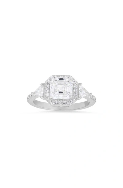 Queen Jewels Asscher Cut Cubic Zirconia Ring In Silver