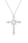 Queen Jewels Cz Cross Pendant Necklace In Silver