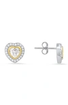 Queen Jewels Two-tone Cubic Zirconia Heart Stud Earrings In Silver/ Gold