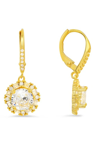 Queen Jewels Cz Drop Earrings In Gold