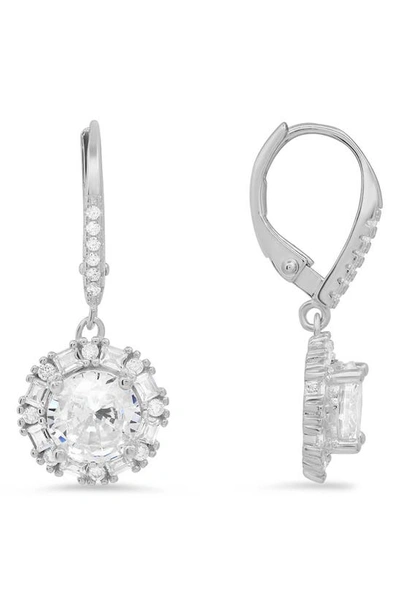 Queen Jewels Cz Drop Earrings In Silver