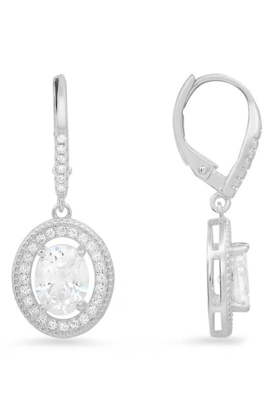 Queen Jewels Cz Drop Earrings In Silver