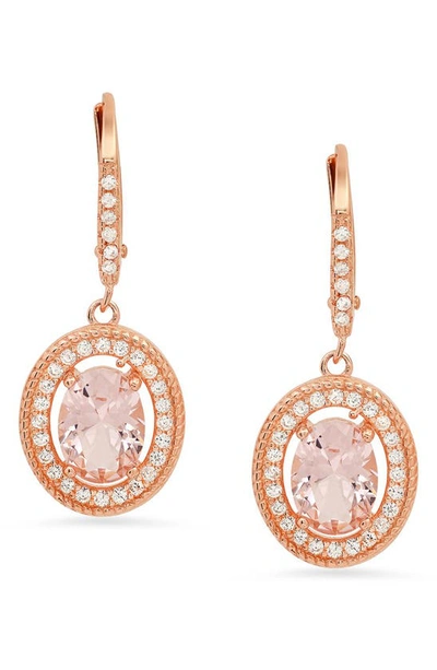 Queen Jewels Cz Drop Earrings In Rose Gold