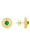 Queen Jewels Sapphire Cz Stud Earrings In Gold