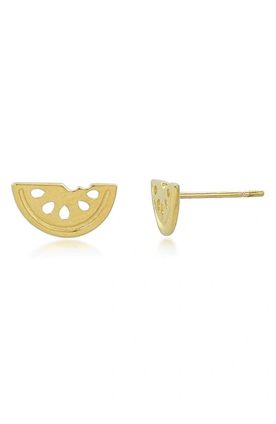 Candela Jewelry 14k Gold Watermelon Stud Earrings