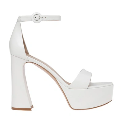 Gianvito Rossi Holly Leather Platform Sandals In White