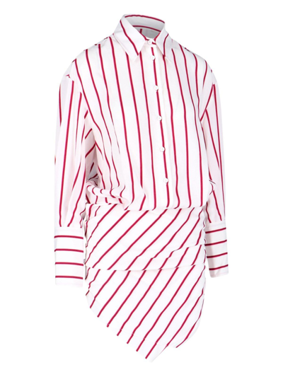 Attico ''hatty'' White With Red Stripes Mini Dress In White/shades Of Red
