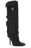 Attico Sienna Tube High Heels Boots In Black Canvas