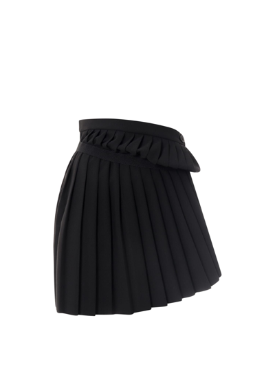 Mm6 Maison Margiela Foldover Pleated Mini Skirt In Black