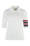 THOM BROWNE KNITTED COTTON POLO SHIRT