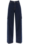 Haikure Bethany Stretch Drop-rise Wide-leg Cargo Jeans In Blue Rinse (blue)
