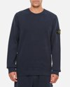 Stone Island Crewneck Sweatshirt With Topstitched Details In Blue