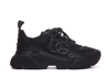 Dolce & Gabbana Logo Print Leather Lace-up Sneakers In Black
